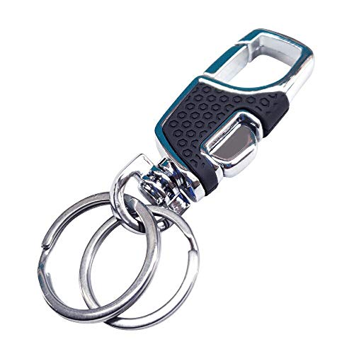 Bluecastle Supreme Key Chain with 2 Extra Key Rings(Gift Box), Leather Heavy Duty Car Keychain for Men and Women - Black