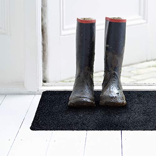 WohnDirect Magic Mat 39x58cm, Grau-Taupe-meliert - Ultra Saugstarke, Waschbare und rutschfeste Fußmatte aus Mikrofaser - Sehr dünn, passt unter Fast Jede Türe