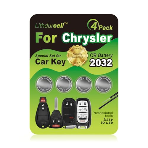 Lithdurcell Key Fob Battery Replacement for Chrysler Town Country 200 300 Aspen PT Cruiser Convertible Sebring LHS Concorde (4-Pack), DIY with Pry Tools, CR2032