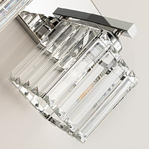 Chrome Crystal Glass Shade Replacement, Compatible with Modern Vanity Light Fixtures - 1 Pack