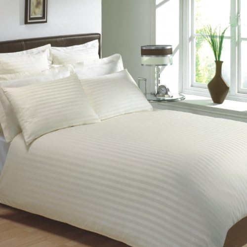 viceroy bedding 100% Egyptian Cotton, CLASSIC STRIPE Flat Sheet, Cream, King Bed Size, 400 Thread Count