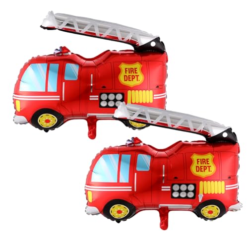 2 Stück Feuerwehrauto-Luftballons, Folienballons, Fahrzeugdekoration, lustige Luftballons, kreative Design-Luftballons, Party-Deko-Luftballons, wiederverwendbare Luftballons,