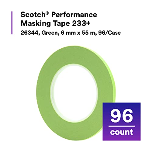 Scotch Performance Masking Tape 233+, 26344, Flexible, Moisture Resistant, Green Color, 6 Mm X 55 Mm, Automotive Masking Tape #TOP1