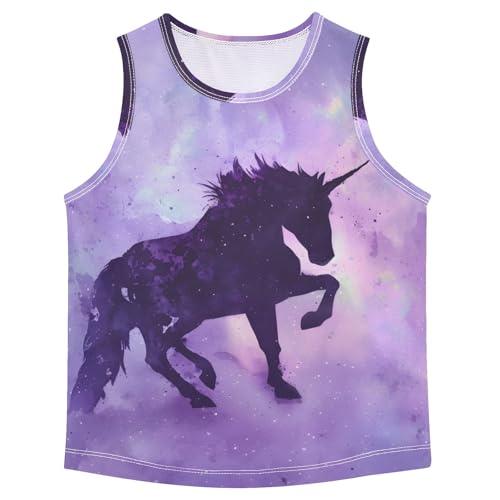 Boys' Tank Top Shirt Unicorn and Purple Nebula Sleeveless T-Shirts - Main Image