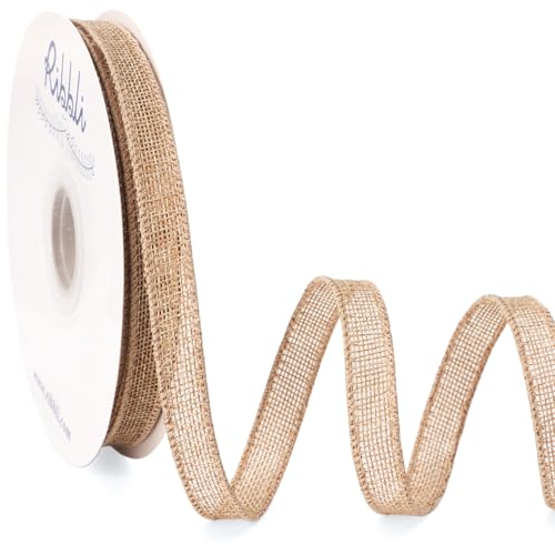Ribbli Natural Burlap Wired Ribbon, 1/2 Inch x Continuous 20 Yard, Wired Edge Ribbon for Wreaths, Big Bows, Tree Decoration, Outdoor Decoration