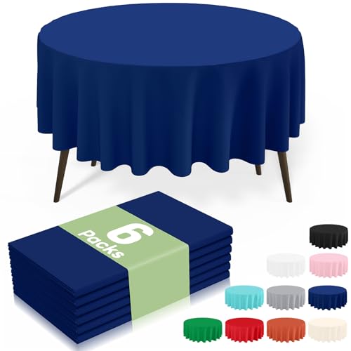 misaya 6 Packs Plastic Table Cloth Navy Disposable Tablecloth