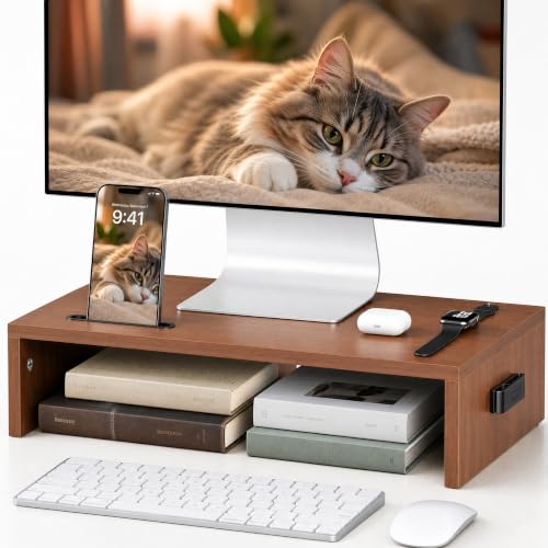 BONTEC Monitor Stand Riser with Cellphone Holder & Cable Management by BONTEC - Used condition - US$20.23