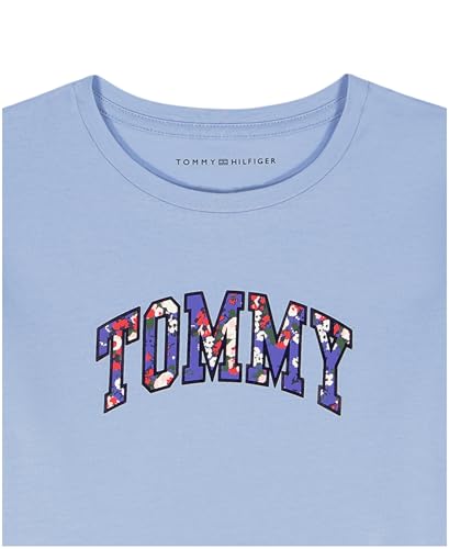 Image of Tommy Hilfiger Girls' Short Sleeve Flag Logo Tee, Soft & Comfortable