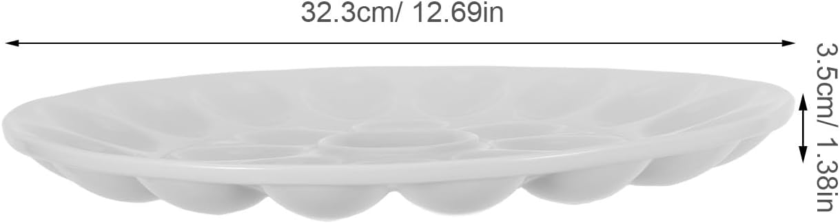 Garneck Ceramic Deviled Egg Tray: 24-hole Round Deviled Egg Platter - Microwave Refrigerator Safe Serving Plate for Easter Parties, Gatherings Appetizers 13 Inch
