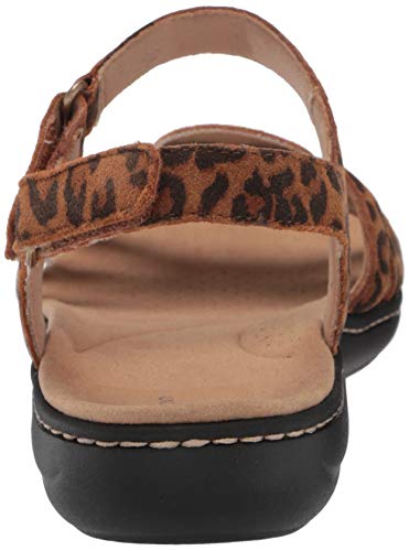Clarks Women's Laurieann Sela Flat Sandal, Leopard Print Suede, 9 Wide #TOP2