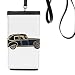 Black Classic Cars Pattern Outline Phone Wallet Purse Hanging Mobile Pouch Black Pocket