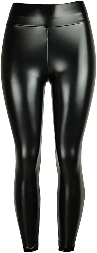 Amazon.com: Familyhouse Leggings de cuero sintético negro de cintura alta  para mujer, sexy, brillante, de piel sintética, de látex, súper elásticos,  leggings ajustados : Ropa, Zapatos y Joyería