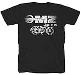 Baumwolle MZ RT 125 Motorrad Oldtimer Awo Jawa Emw Oldschool DDR Simson schwarz T-Shirt Shirt S