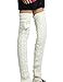 Women Long Thick Ribbed Cable Knit Trimmed Pompon Soft Leg Warmers, 2 Pack, White/Black, One size Fits most
