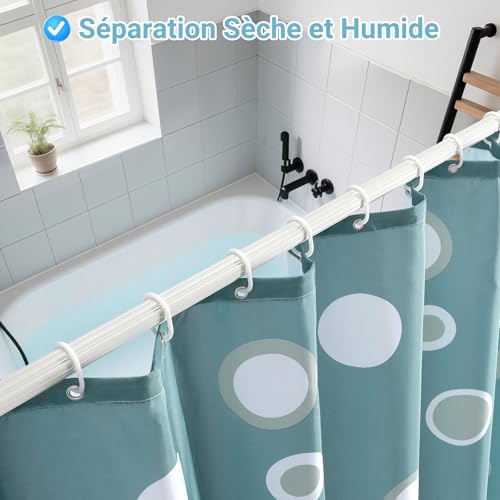 Rideau de douche en polyester lourd bleu marine grand format 220cm - 8