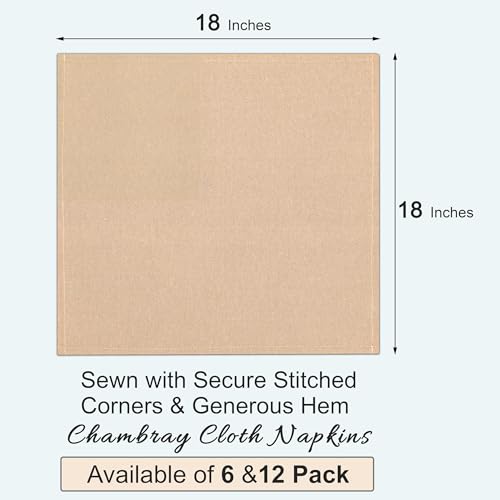 Ruvanti Cloth Napkins Set of 12, 18x18 Reusable Napkins Cloth Washable, Soft & Durable Table Napkin, Poly Cotton Fabric Dinner Napkins for Parties, Christmas, Thanksgiving, Weddings - Honey by RUVANTI - Used condition - Image 8