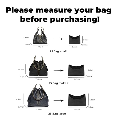DGAZ Lightweight Purse Organizer Insert for Chanel 25 Handbags,silk and DupontPaper handbag inner for Luxury Bag(Black,Medium) by DGAZ - Used condition - Image 5
