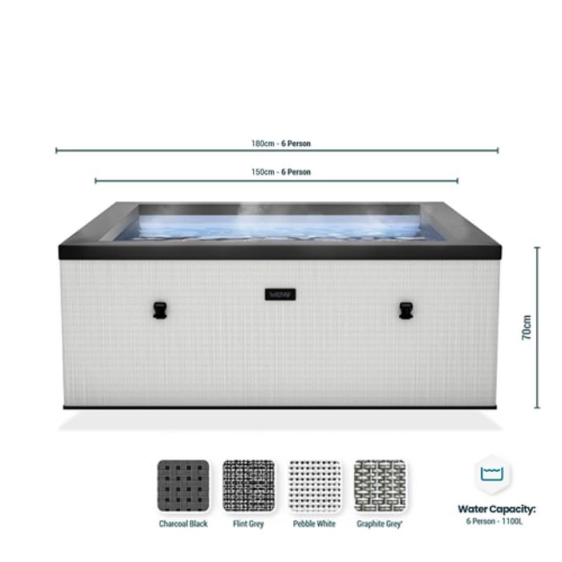 Spa Semi-Rigide Netspa Idaho - 6 Places Coloris Pebble White 70/90 Airjets massants