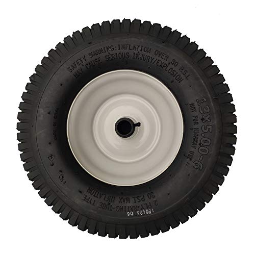 2 Pack 13X5.00-6 Lawn Tractor Pneumatic Wheel,Wheelbarrow Tire Turf Tread,3.13" Hub Length With Steel Rim,Flange Id 0.76'' #TOP5