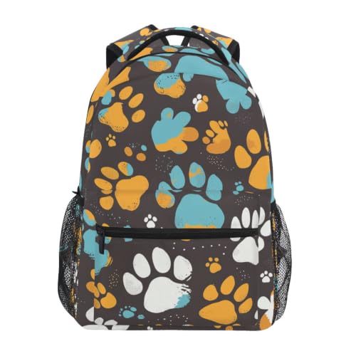 Sac à dos école empreintes de pattes colorées pour ordinateur portable voyage ados
