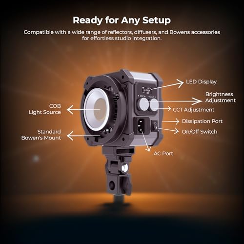 Image of Digitek DCL 400W Combo 300W Bi-Color COB LED Continuous Light with Reflector, Remote /App Control, 2700K-6500K CCT, 0-100% Dimming, 18750LM Output, CRI 95, 12 FX Modes, Bowens Mount Studio Light