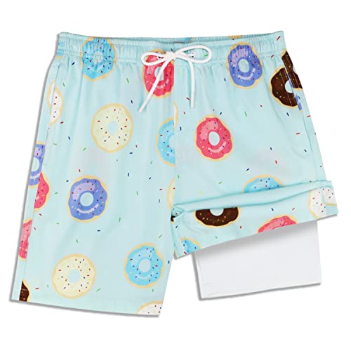 QRANSS 5t Boys Swim Trunks with Boxer Brief Liner Compression Anti Chafe Swimming Shorts Stretchy UPF Quick Dry Swimsuit