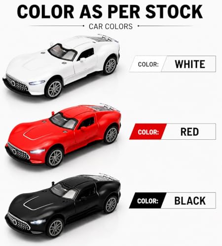 Image of Mercedes Vision GT Die-Cast Toy Car for Kids - 1:36 Scale Pull Back Metal Model with Openable Doors, LED Lights & Music - Alloy Mini Car for Boys & Collectors【Color As Per Stock】