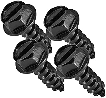 Black License Plate Screws, Rustproof 18-8 Stainless Steel, Black Oxide Finish Applied in The USA by Makers Bolt (Pack of 4)