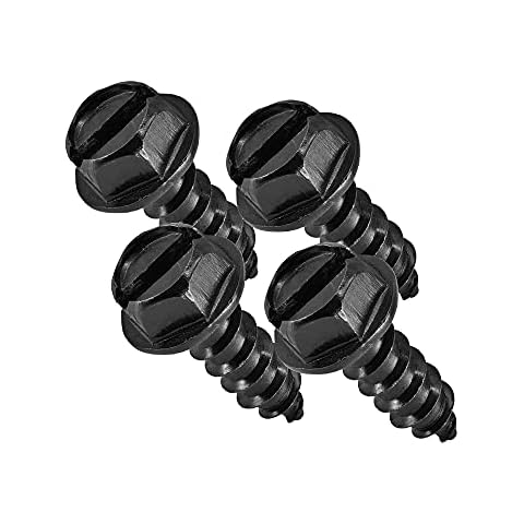Black License Plate Screws, Rustproof 18-8 Stainless Steel, Black Oxide Finish Applied in The USA by Makers Bolt (Pack of 4) Cover