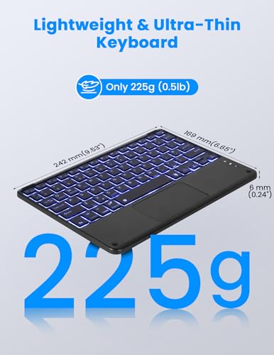 Mini clavier Bluetooth rétroéclairé SOPPY ultra fin AZERTY avec pavé tactile