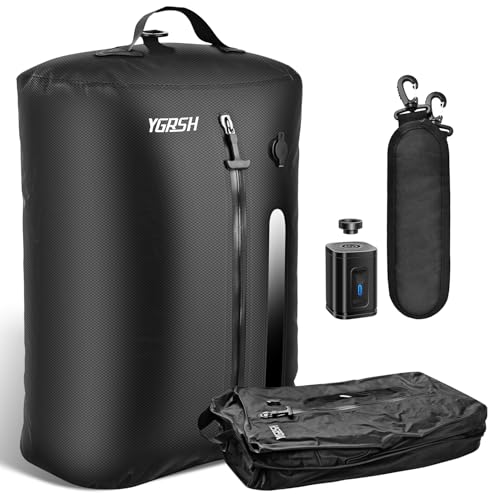 36L Vacuum Bags for Travel, 2Pcs Waterproof Compression Bags with Wireless Lockable Pump, Reusable Vacuum Packing Cubes Compatible with Suitcase, Luggage, Backpack (2PCS + Pump + Shoulder Strap)