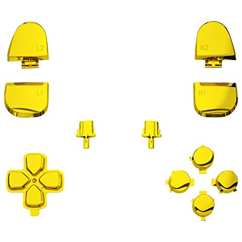 Extremerate Replacement D-Pad R1 L1 R2 L2 Triggers Share Options Face Buttons, Chrome Gold Full Set Buttons Compatible With Ps5 Controller Bdm-030 - Controller Not Included #TOP3