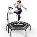BCAN Fitness Trampolin Indoor Ø 122 cm, Trampolin Erwachsene bis 250 kg, Bodentrampolin mit verstellbarem T-Griff & 42 Gummiseilen, Leise & vibrationsarm