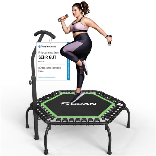 BCAN Fitness Trampolin Indoor Ø 122 cm, Trampolin Erwachsene bis...