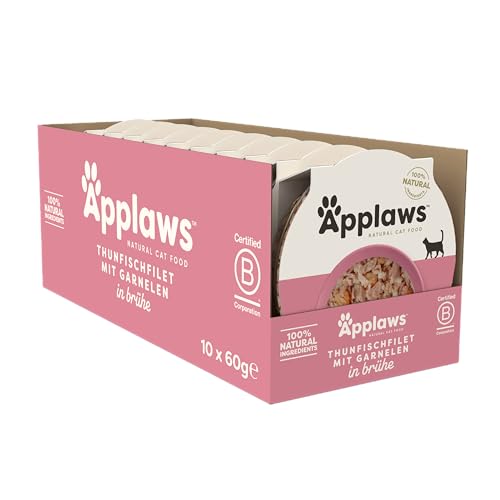 Produktbild von Applaws Katzennassfutter Thunfischfilet mit Garnelen - 10 x 60 g