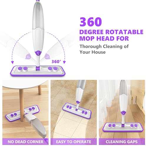 TINA&TONY Spray Mop for Floor Cleaning: Wet Dry Mop with Microfiber Washable Reusable Pads for Household Kitchen Hardwood Vinyl Floors