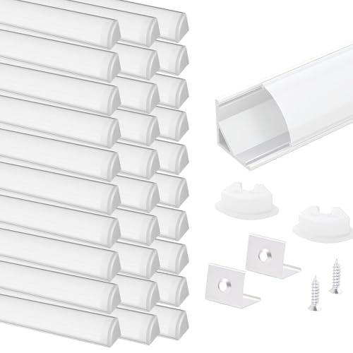 Image of VST 30pack 3.3ft LED Channel, V Shape Led Diffuser Channel, LED Aluminum Channel System with Milky Cover, End Caps and Mounting Clips, Aluminum Profile for LED Strip Light Very Easy Installation