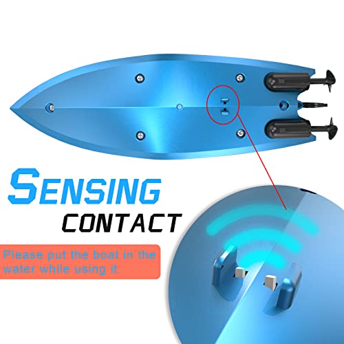 USHINING RC Boat for Kids Pool Lake Mini Remote Control Boat for Kids Age 3+ Beginner 2.4Ghz Rechargeable Controlled Boats Watercraft Outdoor Lake Water Play Toy for Boy Girl 4 Channel Blue