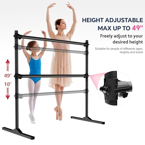 Zlinke 4FT Height Adjustable Ballet Barre, Freestanding Ballet Bar, Heavy Duty Dance Bar Support, Sturdy Construction, Anti-Slip for Kids Adult, Home and Gym use (Black) - Thumbnail 5