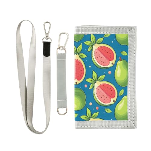 ALAZA Kids Wallets for Boys Girls Toddler Trifold Wallet Children Small Green Guava with Zipper Coin Pocket