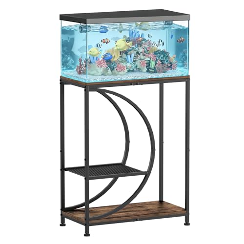DEMEGA 10 Gallon Fish Tank Stand, Aquarium Stand with Smooth Wood Board and Matte Black Iron Frame, Heavy Duty Sturdy Design for Home Office Use, Black (Tank not Included)