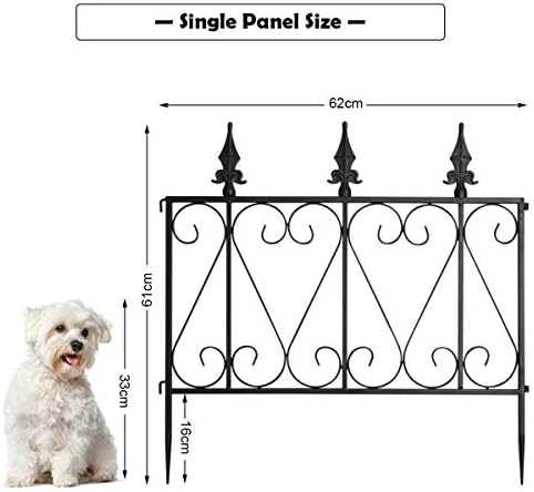 GiantexUK Metal Garden Fencing, Outdoor Decorative Wire Patio Fence, Folding Flower Bed Border Animals Barrier (24in x 8ft)