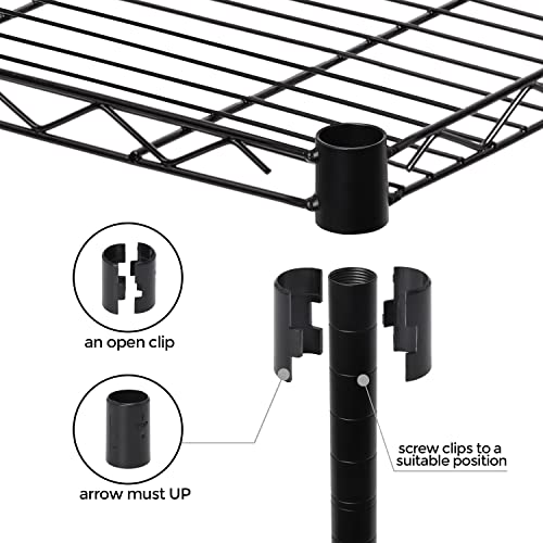 JS HANGER Wire Shelving Unit, 5-Tier Heavy Duty Height Adjustable Rolling Metal Shelves for Storage, 550 lbs Capacity, 23.23\'\'W X 13.4\'\'D X 71\'\'H, Black