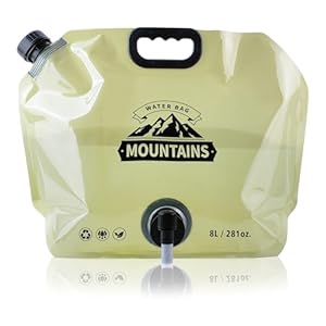 Water Jug Camping 2.1 Gallon Collapsible with Spigot, BPA Free Portable Water Pouch Foldable Water Bags for Outdoor Hiking, Travel and Emergency & Water Storage Containers (Beige-1Pcs)