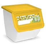  Acan Contenedor con Ruedas apilable, plástico, Organizador de Basura, Caja de Almacenamiento de residuos, Reciclaje (Plástico, 36 litros, 36 x 38,5 x 38 cm)