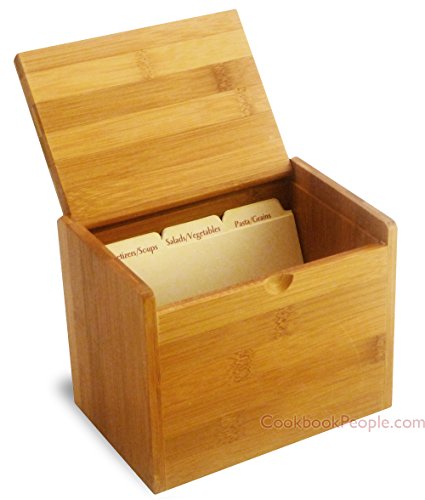 Cookbook People Apothecary Style Bamboo Recipe Box Personalized Option For 4X6 Cards - Includes Dividers #TOP4