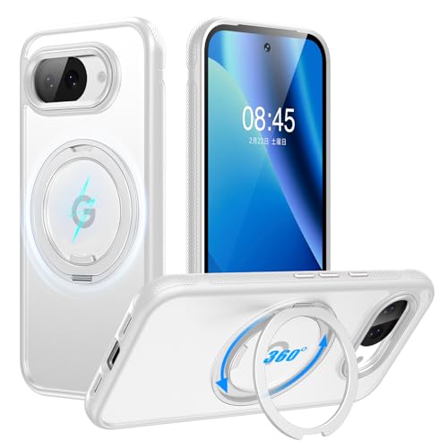 Tekka Google Pixel 10a �p �P�[�X�y360°��]�X�^���h�E�}�O�l�b�g�Ή��z�ϏՌ� ���^ �����O��̌^ �X�^���h�t�� �X�}�z�P�[�X �ČRMIL�K�i �w��h�~ ���ϖh�~ �J�����ی� ���掋�� �B�e�ɂ��֗� (�}�b�g_�z���C�g, Googl