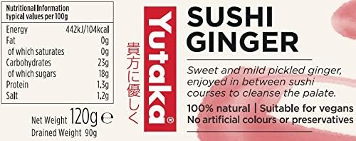 Yutaka 100% natural Sushi Ginger 120g - Pack of 4