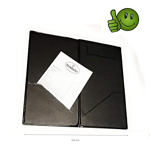 Kerafactum Rechnungsmappe Lederoptik 2 Innetaschen zum Aufklappen Klapplasche Mappe für Rechnung Rechnungen Quittungen Restaurant Hotel Gasthof in 26 x 23,5 cm Farbe schwarz Payment Bill Wallet