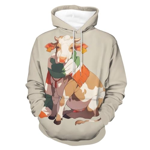 Sweat à Capuche Drapeau Italien Vache Hoodie Manches Longues Mixte S